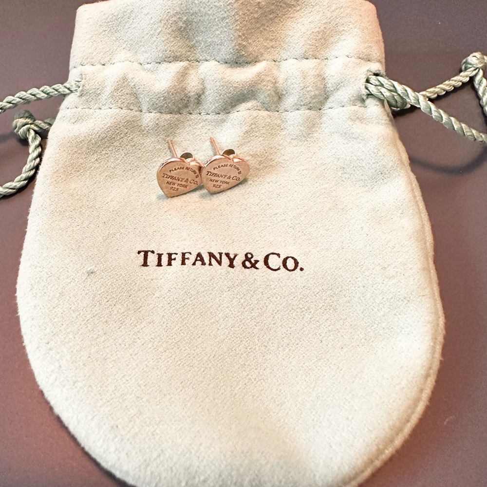 Tiffany Mini Heart Tag Stud Earrings